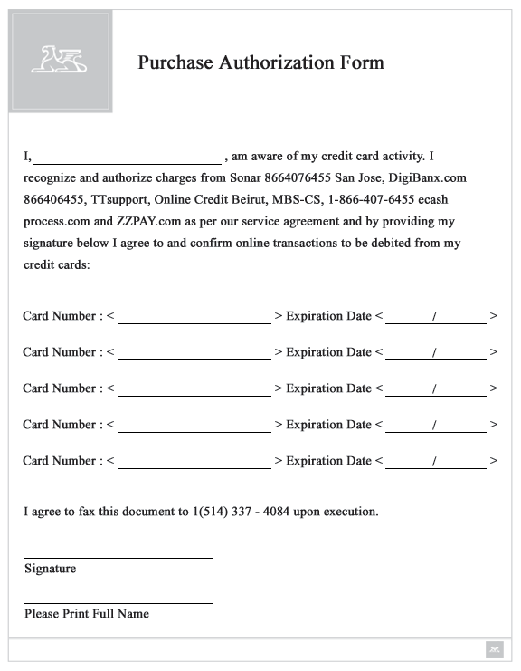 form credit release card